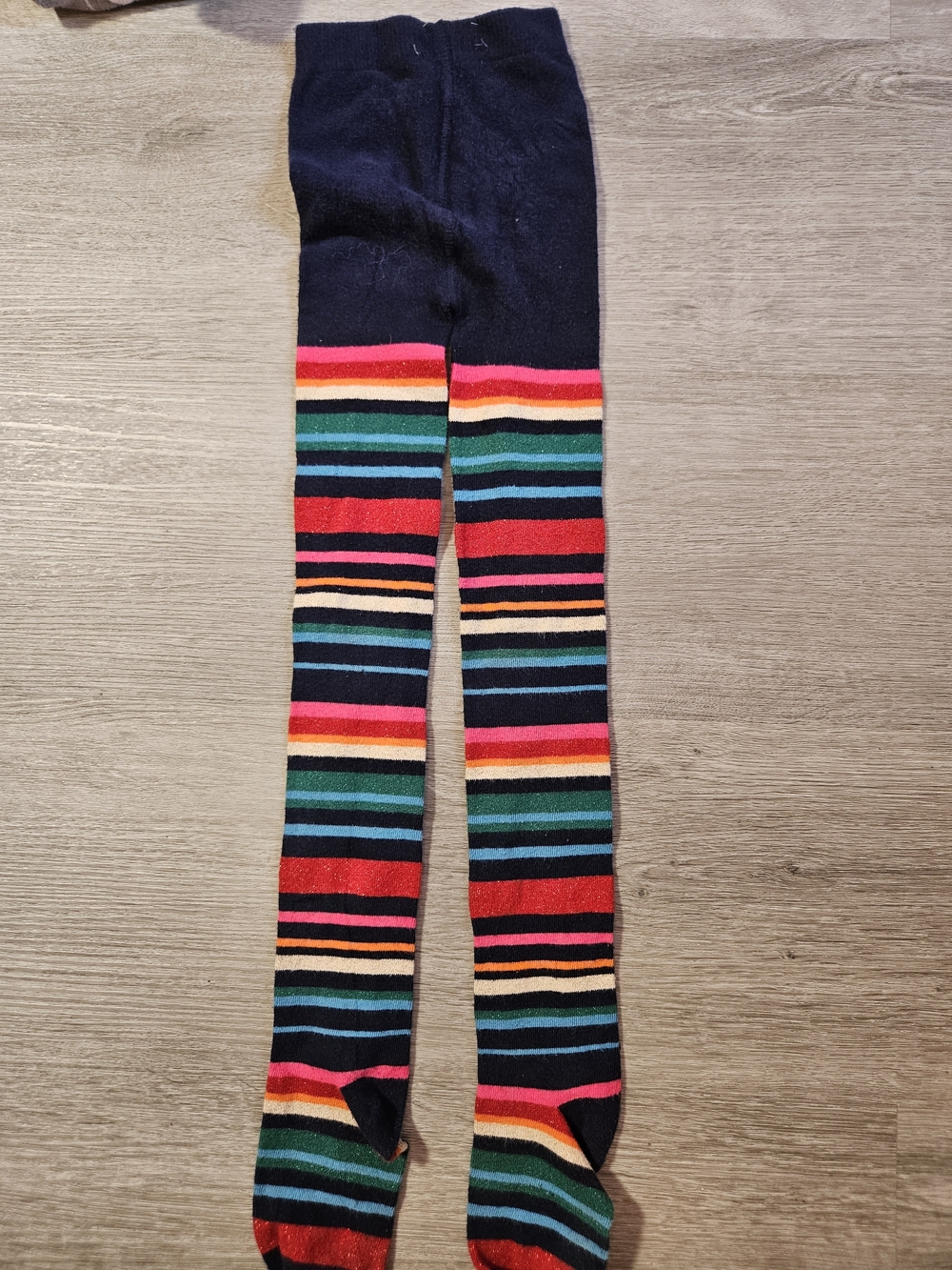 Gymboree Navy Leggings with Bright Multicolor Stripes